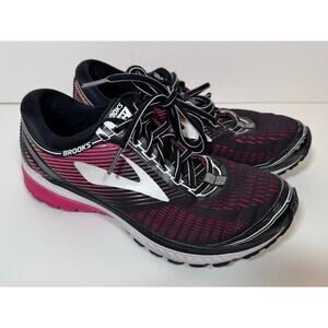 Brooks Ghost 10 Women Running Shoes Sneakers Size 9 Pink Black Athletic Comfort